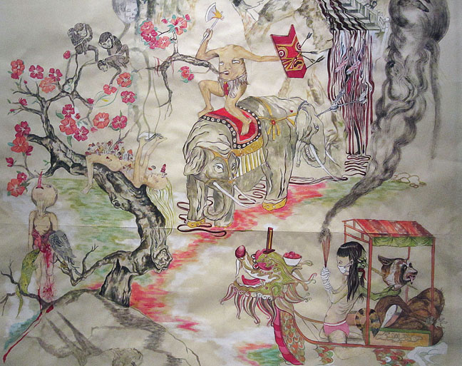 Detail of Mount Abundance and the TipToe People #1 by Howie Tsui
